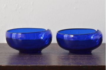 河上恭一郎　瑠璃色　小鉢片口など6点(ガラス食器)(R-045970)