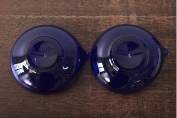 河上恭一郎　瑠璃色　小鉢片口など6点(ガラス食器)(R-045970)