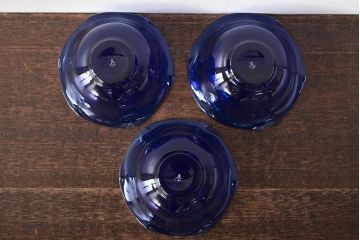 河上恭一郎　瑠璃色　小鉢片口など6点(ガラス食器)(R-045970)