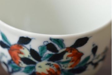 北峯　梅の図色絵　猪口5客セット(杯、盃、酒器、和食器)(R-045971)