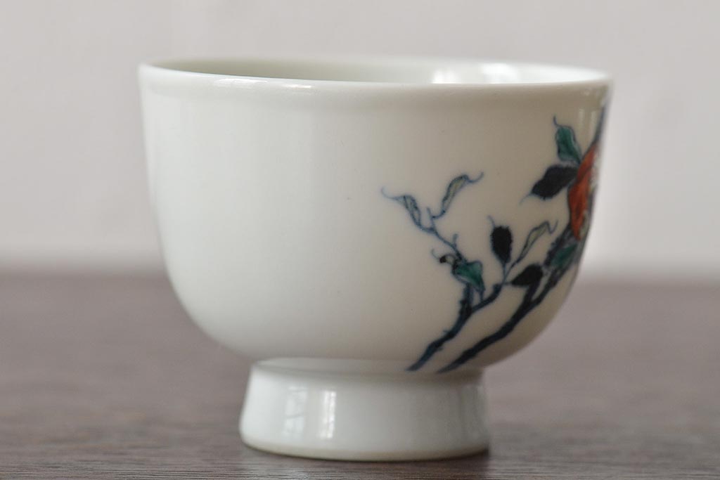 北峯　梅の図色絵　猪口5客セット(杯、盃、酒器、和食器)(R-045971)