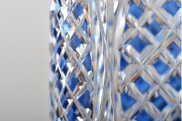 和光　WAKO　江戸切子　葡萄　ペーパーウェイト　青赤　花瓶2点　合わせて3点セット(フラワーベース、花器、工芸ガラス、硝子)(R-045974)