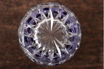 切子　赤紫黄色　グラス4客セット(タンブラー、コップ、盃、工芸ガラス、硝子)(R-045975)