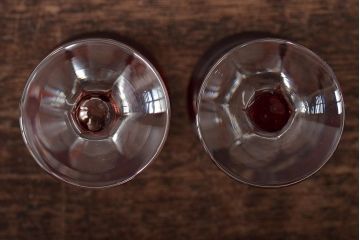 切子　赤紫黄色　グラス4客セット(タンブラー、コップ、盃、工芸ガラス、硝子)(R-045975)