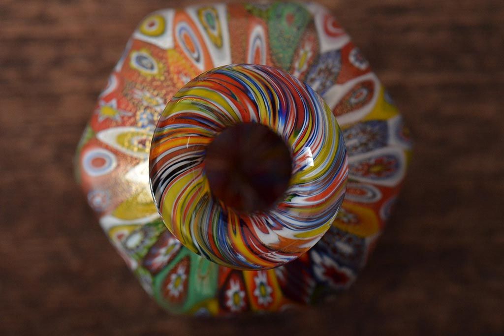 イタリア　ムラーノ　ベネチアンガラス　ミルフィオリ　香水瓶 ヴェネチアングラスミルフィオリムラーノガラス香水瓶