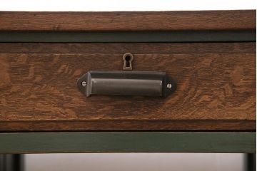アンティーク家具　ペイント　ナラ材　緑のペイントが魅力の両袖デスク(ワークデスク、両袖机、在宅ワーク、在宅用勉強机)(R-045981)