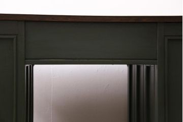 アンティーク家具　ペイント　ナラ材　緑のペイントが魅力の両袖デスク(ワークデスク、両袖机、在宅ワーク、在宅用勉強机)(R-045981)