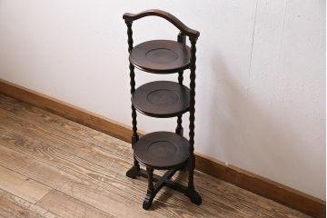 イギリスアンティーク　オーク材　パーティーやティータイムにぴったりのケーキスタンド(ラック、棚、スタンド)(R-045993)