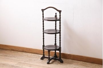 イギリスアンティーク　オーク材　パーティーやティータイムにぴったりのケーキスタンド(ラック、棚、スタンド)(R-045993)