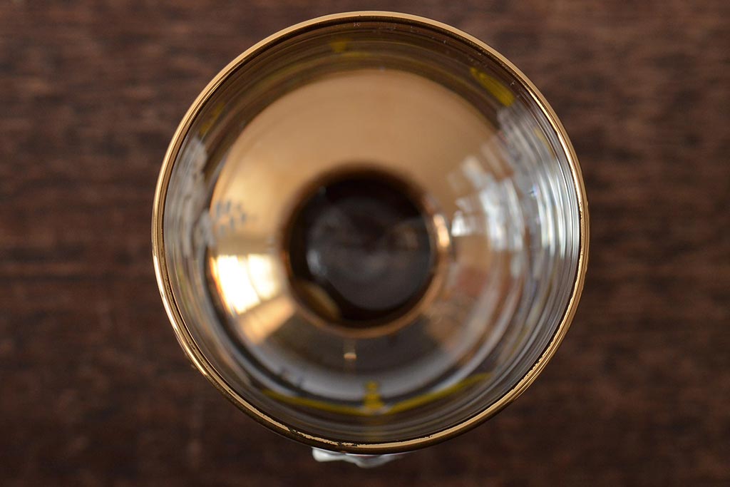 ベネチアンガラス　ムラノ　金彩グラス　花図グラス　2点セット(コップ、タンブラー)(R-045995)