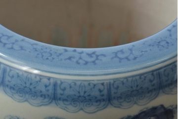 アンティーク雑貨　大正〜昭和初期　山水・風景の図　瀬戸火鉢(鉢カバー)(R-045997)