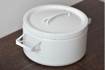 Le Creuset　ル・クルーゼ　オレンジ・テリーヌレクタ32cm　　ホワイト・琺瑯キャセロール　2点セット(ホーロー、鍋、ココット、両手鍋)(R-046001)