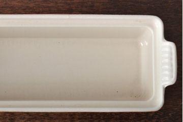 Le Creuset　ル・クルーゼ　オレンジ・テリーヌレクタ32cm　　ホワイト・琺瑯キャセロール　2点セット(ホーロー、鍋、ココット、両手鍋)(R-046001)
