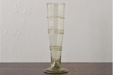 イタリア　ベネチアンガラス　八角形　グリーン　緑　グラス2客セット(コップ、ペアグラス、ヴェネチアングラス)(R-046002)