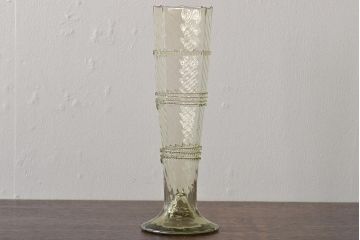 イタリア　ベネチアンガラス　八角形　グリーン　緑　グラス2客セット(コップ、ペアグラス、ヴェネチアングラス)(R-046002)