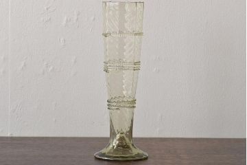 イタリア　ベネチアンガラス　八角形　グリーン　緑　グラス2客セット(コップ、ペアグラス、ヴェネチアングラス)(R-046002)