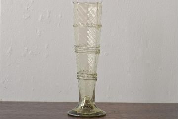 イタリア　ベネチアンガラス　八角形　グリーン　緑　グラス2客セット(コップ、ペアグラス、ヴェネチアングラス)(R-046002)