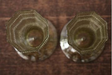 イタリア　ベネチアンガラス　八角形　グリーン　緑　グラス2客セット(コップ、ペアグラス、ヴェネチアングラス)(R-046003)