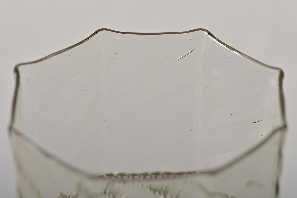 イタリア　ベネチアンガラス　八角形　グリーン　緑　グラス2客セット(コップ、ペアグラス、ヴェネチアングラス)(R-046003)