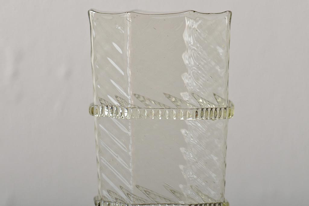 イタリア　ベネチアンガラス　八角形　グリーン　緑　グラス2客セット(コップ、ペアグラス、ヴェネチアングラス)(R-046003)