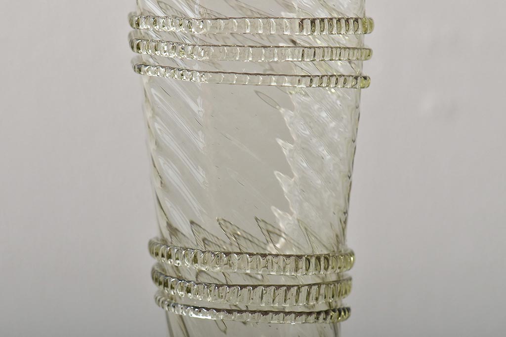 イタリア　ベネチアンガラス　八角形　グリーン　緑　グラス2客セット(コップ、ペアグラス、ヴェネチアングラス)(R-046003)