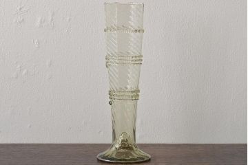 イタリア　ベネチアンガラス　八角形　グリーン　緑　グラス2客セット(コップ、ペアグラス、ヴェネチアングラス)(R-046003)