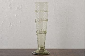 イタリア　ベネチアンガラス　八角形　グリーン　緑　グラス2客セット(コップ、ペアグラス、ヴェネチアングラス)(R-046003)