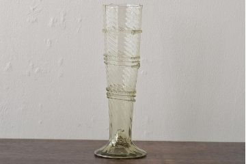 イタリア　ベネチアンガラス　八角形　グリーン　緑　グラス2客セット(コップ、ペアグラス、ヴェネチアングラス)(R-046003)