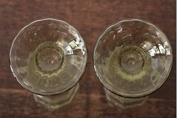 イタリア　ベネチアンガラス　八角形　グリーン　緑　グラス2客セット(コップ、ペアグラス、ヴェネチアングラス)(R-046003)