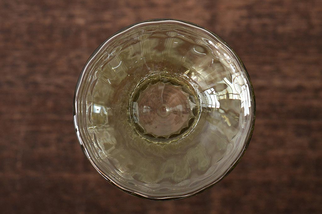 イタリア　ベネチアンガラス　八角形　グリーン　緑　グラス2客セット(コップ、ペアグラス、ヴェネチアングラス)(R-046003)