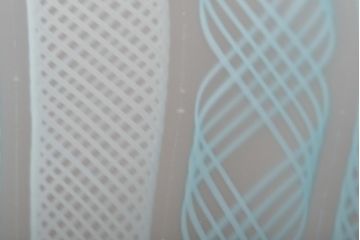 イタリア　ベネチアンガラス　レース柄　水色　ガラスボウル(菓子皿、鉢、深皿、サラダボウル、ヴェネチアングラス)(R-046004)