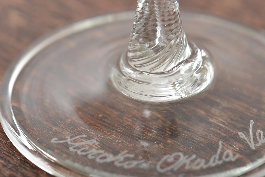 イタリア　ベネチアンガラス　ワイングラス　2客セット(ペアグラス、ヴェネチアングラス)(R-046005)