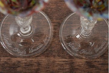 イタリア　ベネチアンガラス　ワイングラス　2客セット(ペアグラス、ヴェネチアングラス)(R-046005)