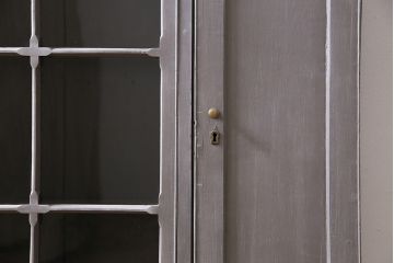 アンティーク家具　イギリスアンティーク　扉がおしゃれな薄型のペイントキャビネット(R-046007)