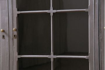 アンティーク家具　イギリスアンティーク　扉がおしゃれな薄型のペイントキャビネット(R-046007)