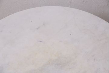 アンティーク家具　昭和中期　当店ペイント　大理石天板付き　丸みのあるフォルムとペイントカラーが可愛らしいサイドテーブル(ラウンドテーブル)(R-046008)