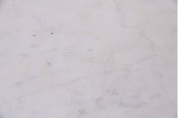 アンティーク家具　昭和中期　当店ペイント　大理石天板付き　丸みのあるフォルムとペイントカラーが可愛らしいサイドテーブル(ラウンドテーブル)(R-046008)