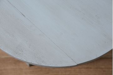 アンティーク家具　昭和中期　当店ペイント　大理石天板付き　丸みのあるフォルムとペイントカラーが可愛らしいサイドテーブル(ラウンドテーブル)(R-046008)