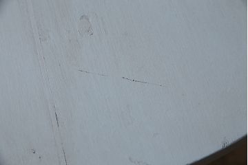 アンティーク家具　昭和中期　当店ペイント　大理石天板付き　丸みのあるフォルムとペイントカラーが可愛らしいサイドテーブル(ラウンドテーブル)(R-046008)