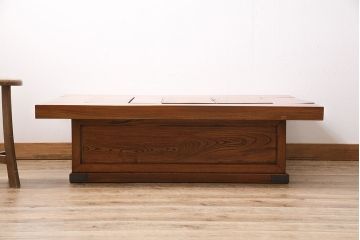 中古　民芸家具　ケヤキ材　和の風情を感じる関西火鉢(囲炉裏、長火鉢、座卓、ローテーブル)(R-046014)