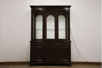 ヴィンテージ家具　DREXEL HERITAGE(ドレクセルヘリテイジ)　高級感漂う照明付きのキャビネット(食器棚、飾り棚、収納棚、ビンテージ)(R-046015)