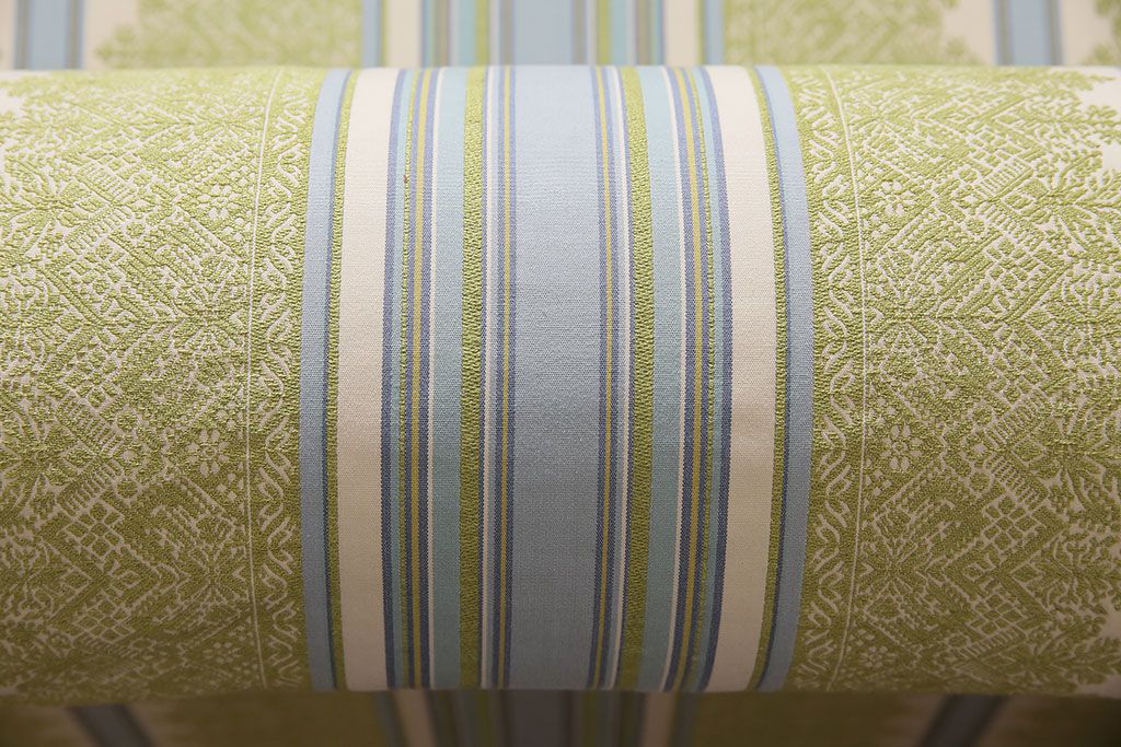 中古　海外輸入品　北欧風のファブリックがお洒落なカウチソファ(ベンチソファ、2人掛け)(R-046021)