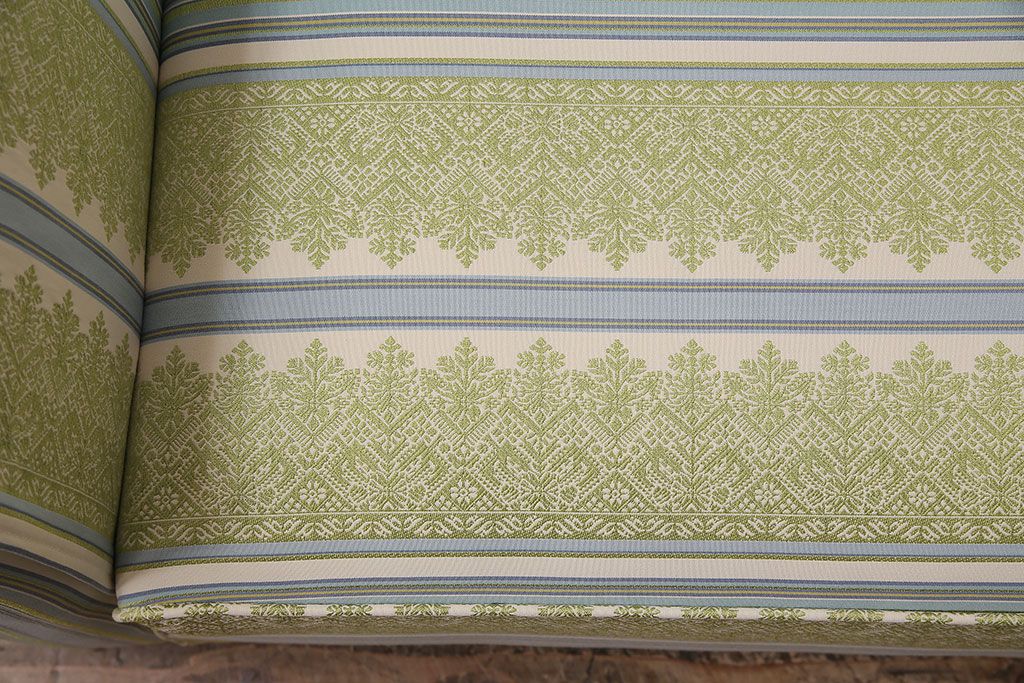 中古　海外輸入品　北欧風のファブリックがお洒落なカウチソファ(ベンチソファ、2人掛け)(R-046021)