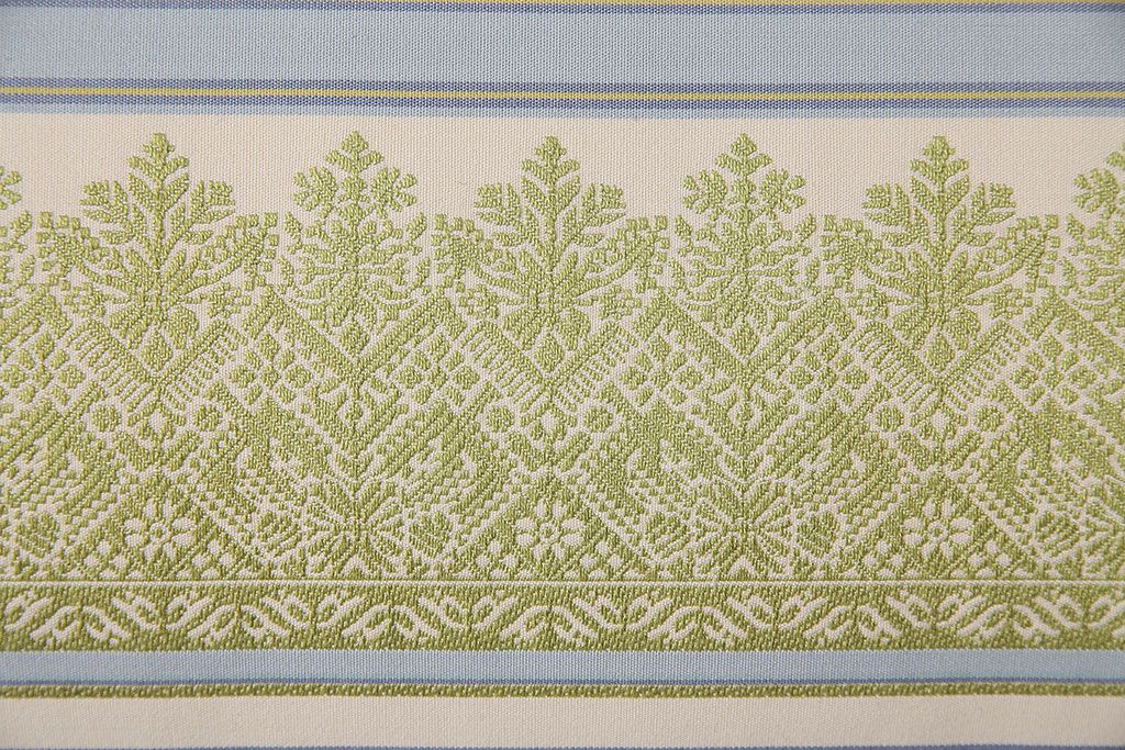 中古　海外輸入品　北欧風のファブリックがお洒落なカウチソファ(ベンチソファ、2人掛け)(R-046021)