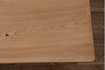 アンティーク家具　昭和初期　ストリップド(剥離)　総ケヤキ材　杢目が楽しめるシンプルなつくりの座卓(ローテーブル、センターテーブル)(R-046022)
