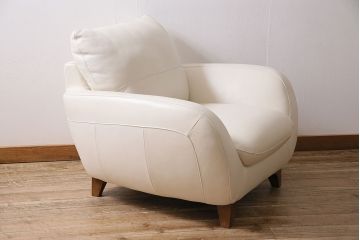 中古　NATUZZI(ナツッジ)　Italsofa(イタルソファ)　本革　イタリアモダンな1Pソファ(アームチェア、一人掛け)(R-046023)