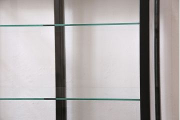アンティーク家具　ナラ材　小ぶり　シックな黒色のガラスケース(ショーケース、飾り棚、陳列棚、什器)(R-046029)