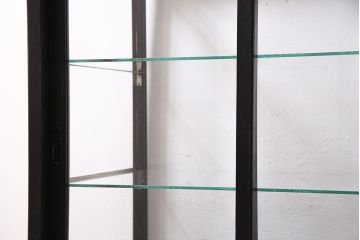 アンティーク家具　ナラ材　小ぶり　シックな黒色のガラスケース(ショーケース、飾り棚、陳列棚、什器)(R-046029)