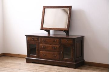 中古　民芸家具　松本民芸家具風　落ち着いた雰囲気の上品なドレッサー(鏡台)(R-046035)
