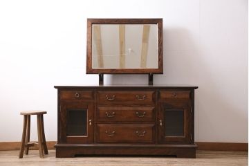 中古　民芸家具　松本民芸家具風　落ち着いた雰囲気の上品なドレッサー(鏡台)(R-046035)